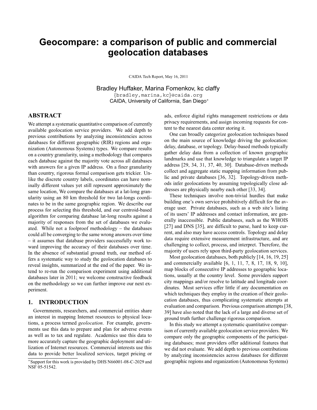 Geocompare: a Comparison of Public and Commercial Geolocation Databases