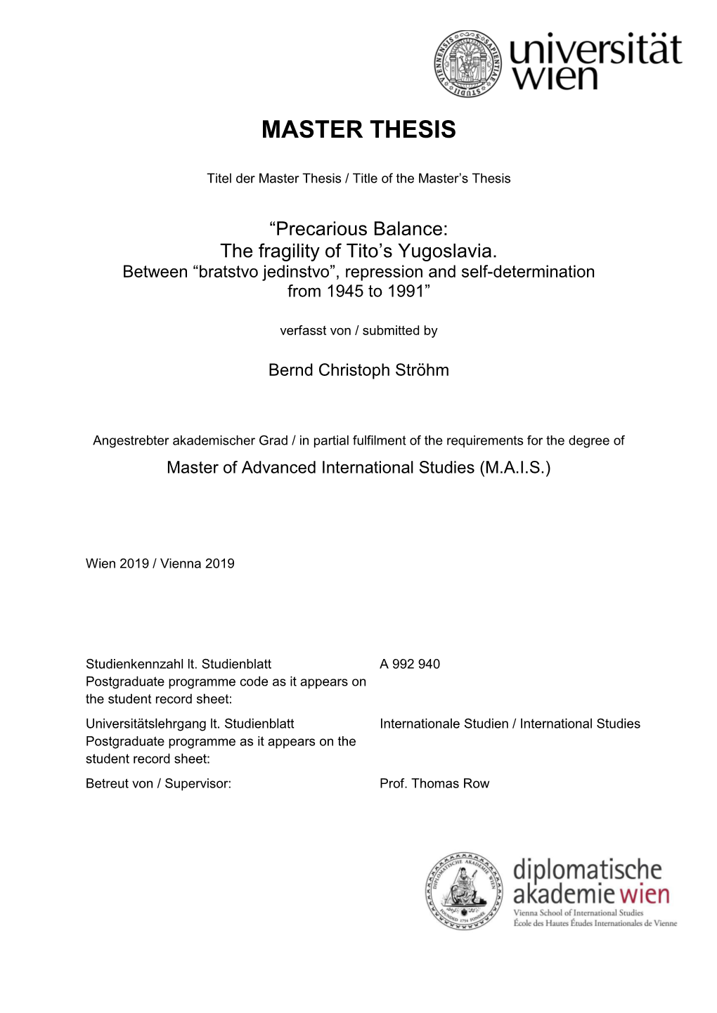 Master Thesis