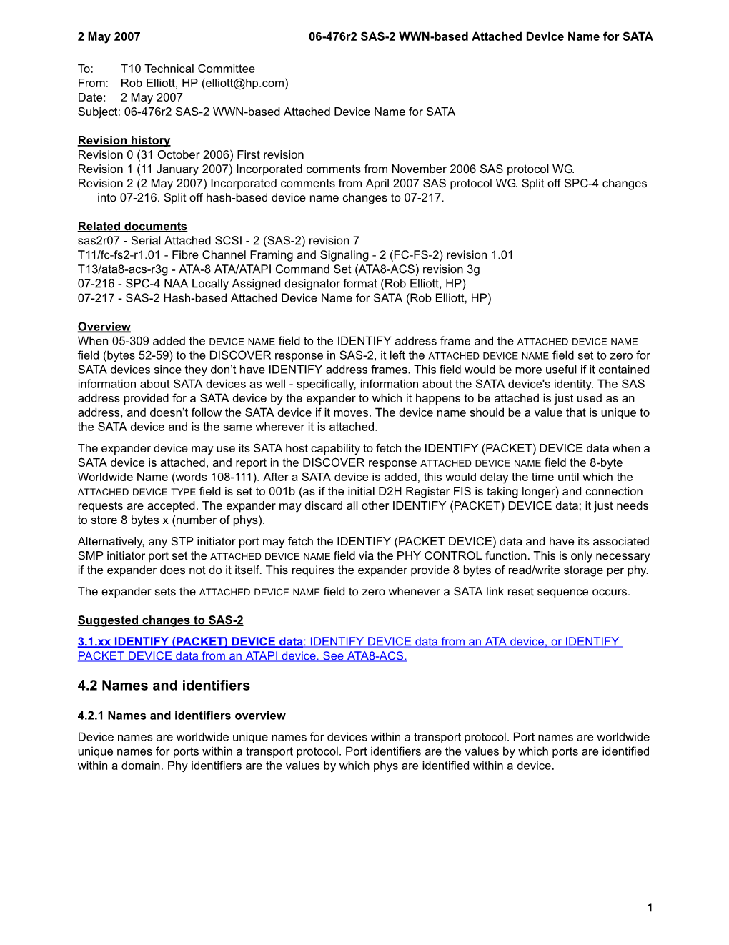 06-476R2 SAS-2 WWN-Based Attached Device Name for SATA.Fm