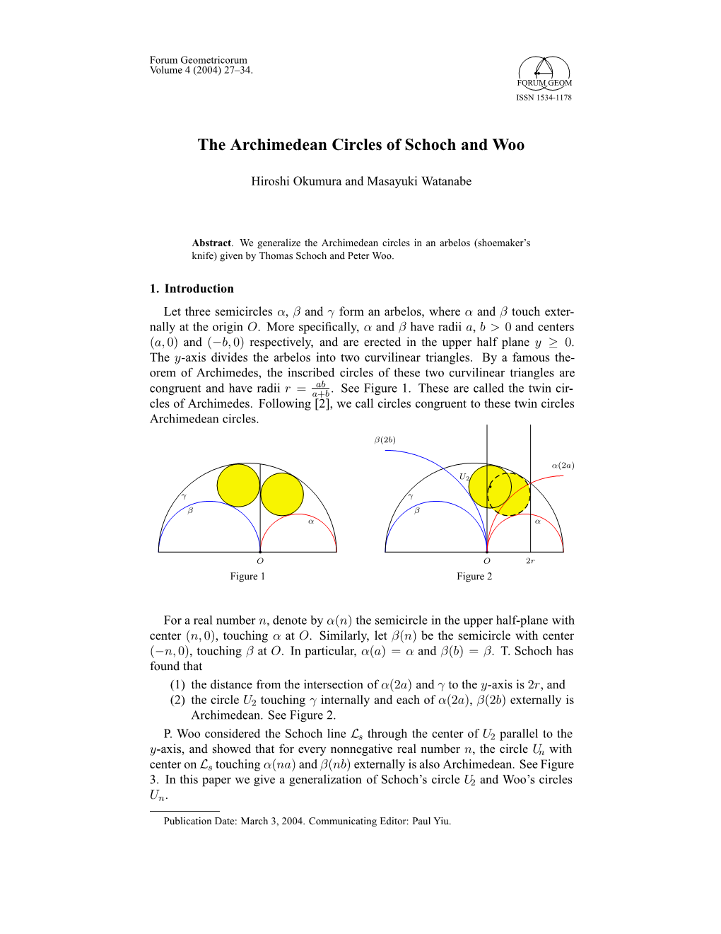 The Archimedean Circles of Schoch and Woo