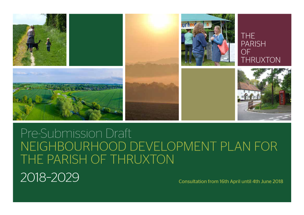 Pre-Submission Draft NEIGHBOURHOOD DEVELOPMENT PLAN for the PARISH of THRUXTON