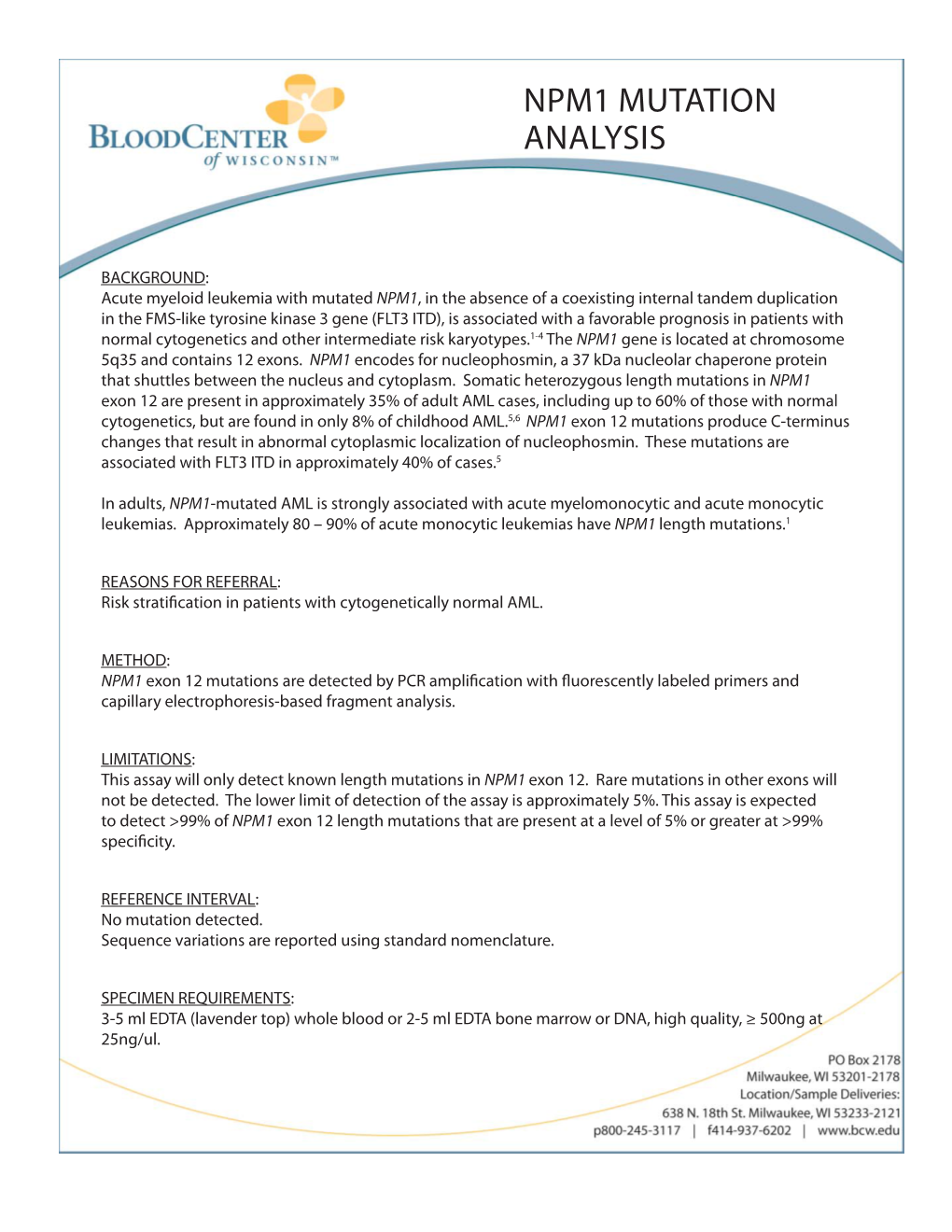 NPM1 Mutation Analysis Test Description 2016 03 03.Indd