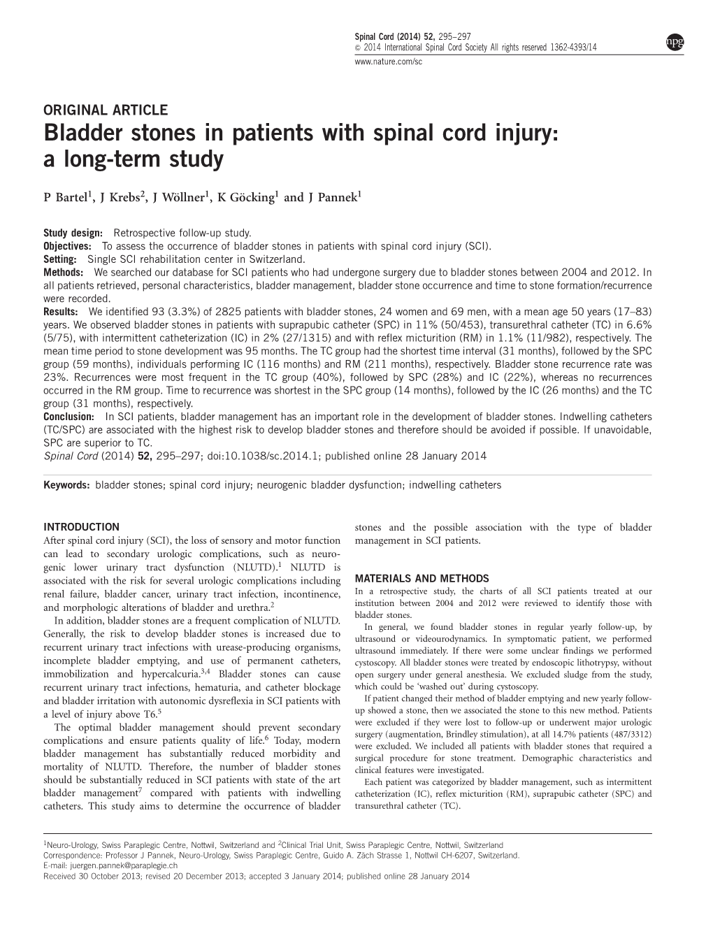 Bladder Stones in Patients with Spinal Cord Injury: a Long-Term Study