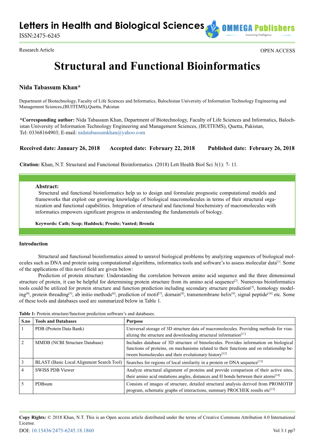 Structural and Functional Bioinformatics