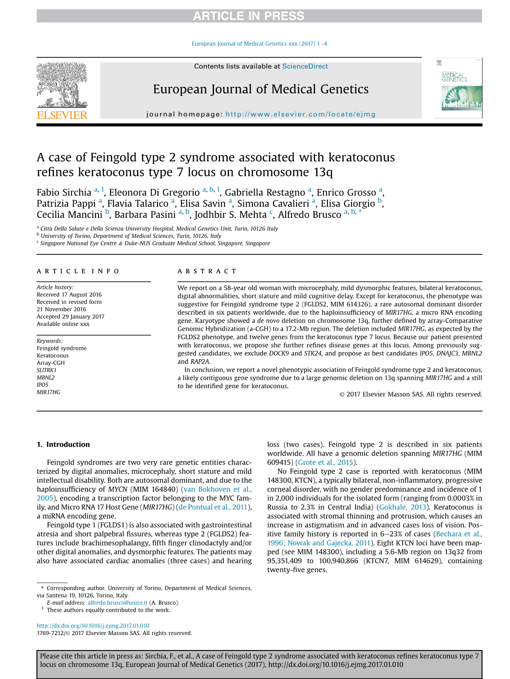 A Case of Feingold Type 2 Syndrome Associated with Keratoconus Refines