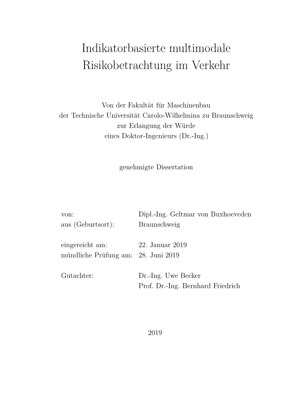 Indikatorbasierte Multimodale Risikobetrachtung Im Verkehr