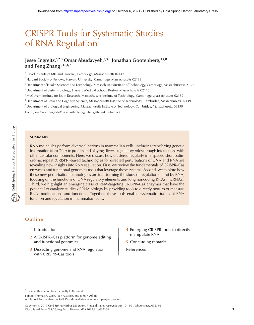 CRISPR Tools for Systematic Studies of RNA Regulation