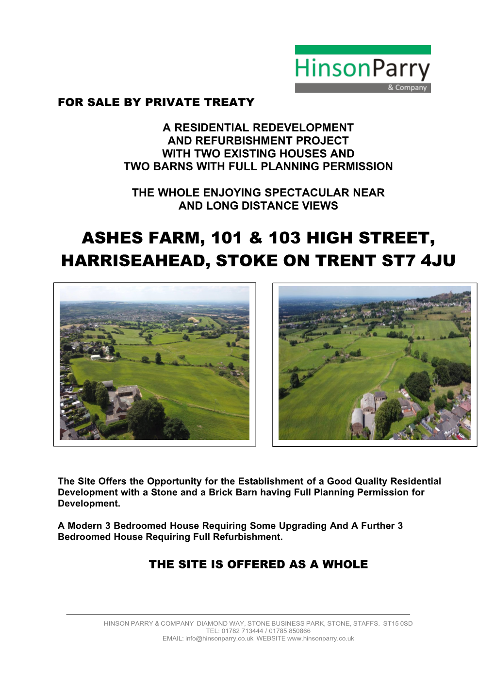 Ashes Farm, 101 & 103 High Street, Harriseahead, Stoke