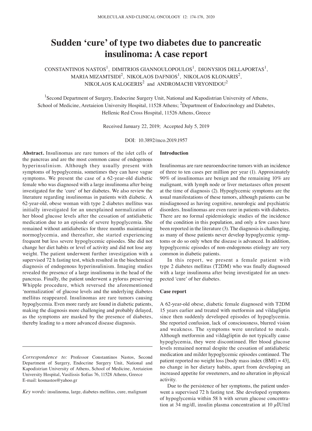 Of Type Two Diabetes Due to Pancreatic Insulinoma: a Case Report