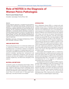 Role of NOTES in the Diagnosis of Women Pelvic Pathologies