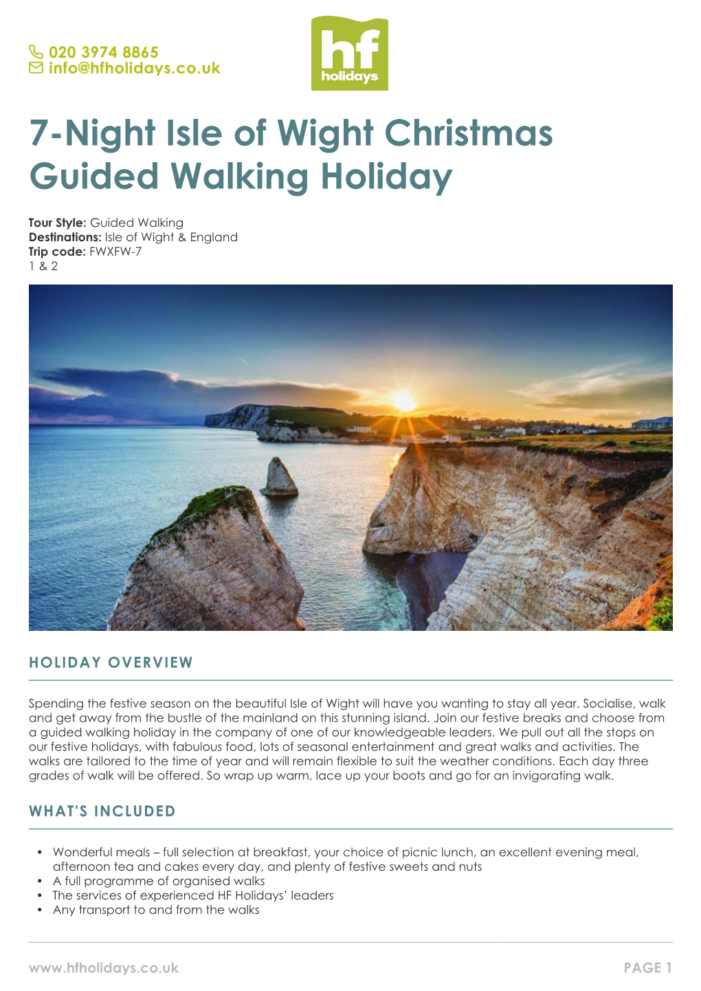 7-Night Isle of Wight Christmas Guided Walking Holiday