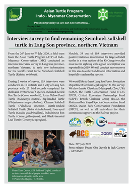 Interview Survey to Find Remaining Swinhoe's Softshell Turtle in Lang Son Province, Northern Vietnam