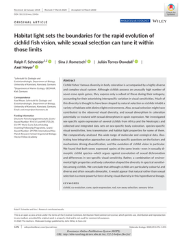 Habitat Light Sets the Boundaries for the Rapid Evolution of Cichlid Fish Vision, While Sexual Selection Can Tune It Within Those Limits