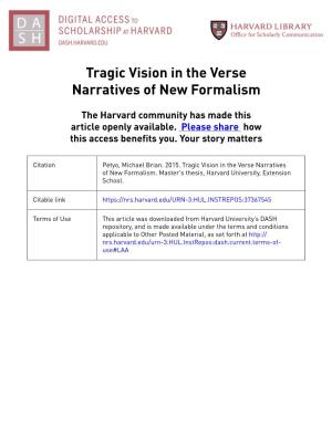 Tragic Vision in the Verse Narratives of New Formalism
