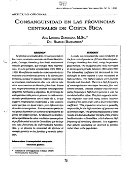 4 La Consanguinidad En Las Provincias Centrales De Costa Rica