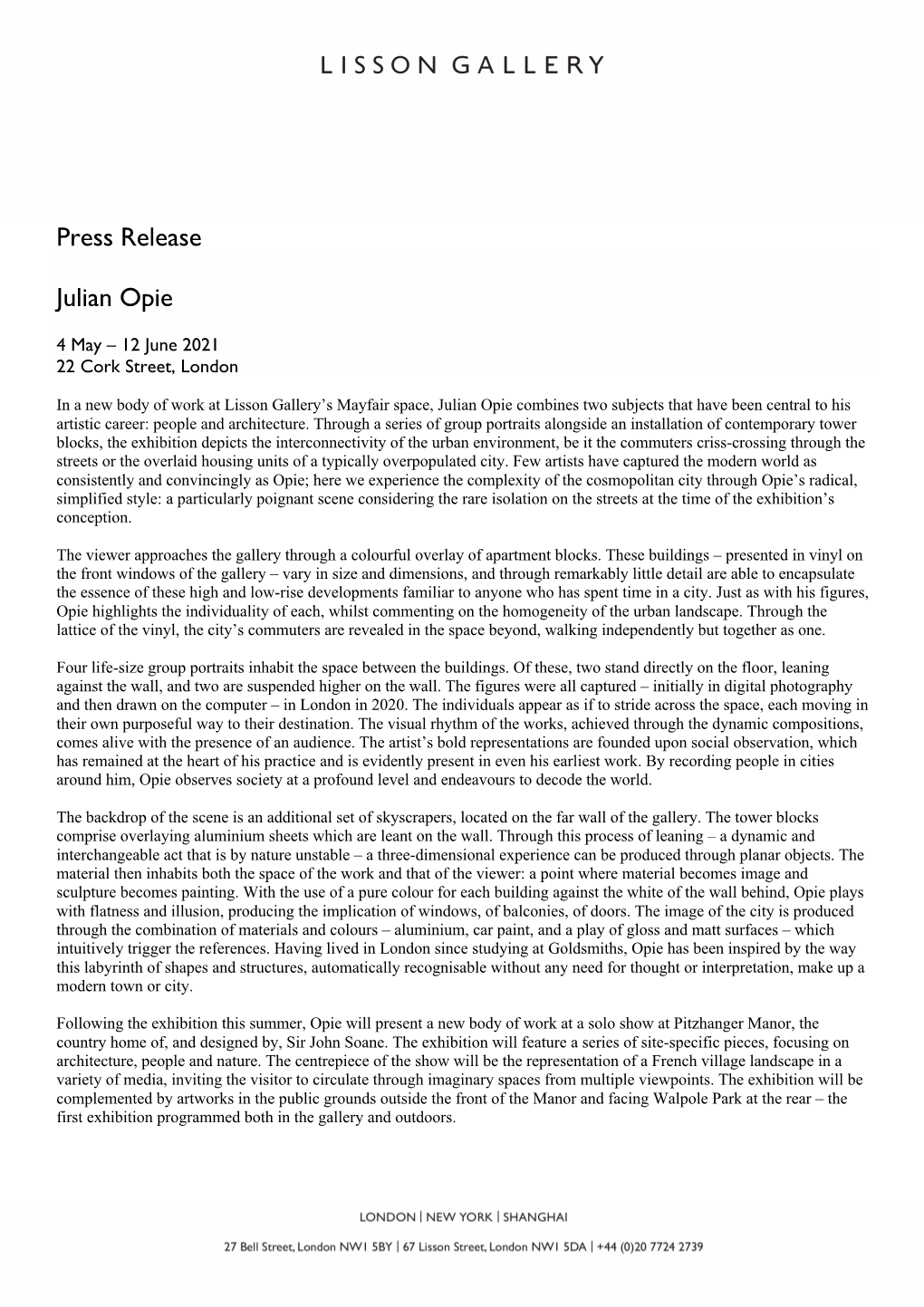Press Release Julian Opie