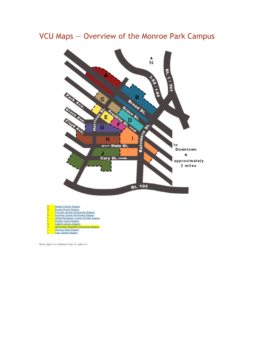 VCU Maps Overview of the Monroe Park Campus