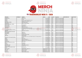 Trademarklist Week 11 / 2020