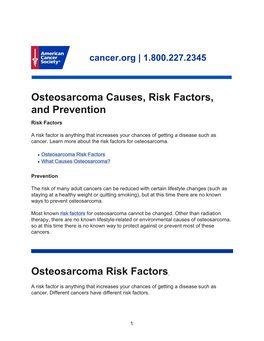 Osteosarcoma Causes, Risk Factors, and Prevention Risk Factors