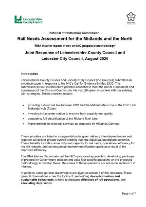 Rail Needs Assessment for the Midlands and the North