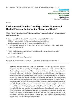 Environmental Pollution from Illegal Waste Disposal and Health Effects: a Review on the “Triangle of Death”