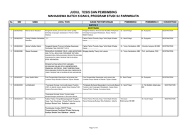 Judul Tesis Dan Pembimbing Mahasiswa Batch 5 Dan 6, Program Studi S2 Pariwisata