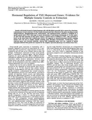 Hormonal Regulation of TSEI-Repressed Genes:Evidence
