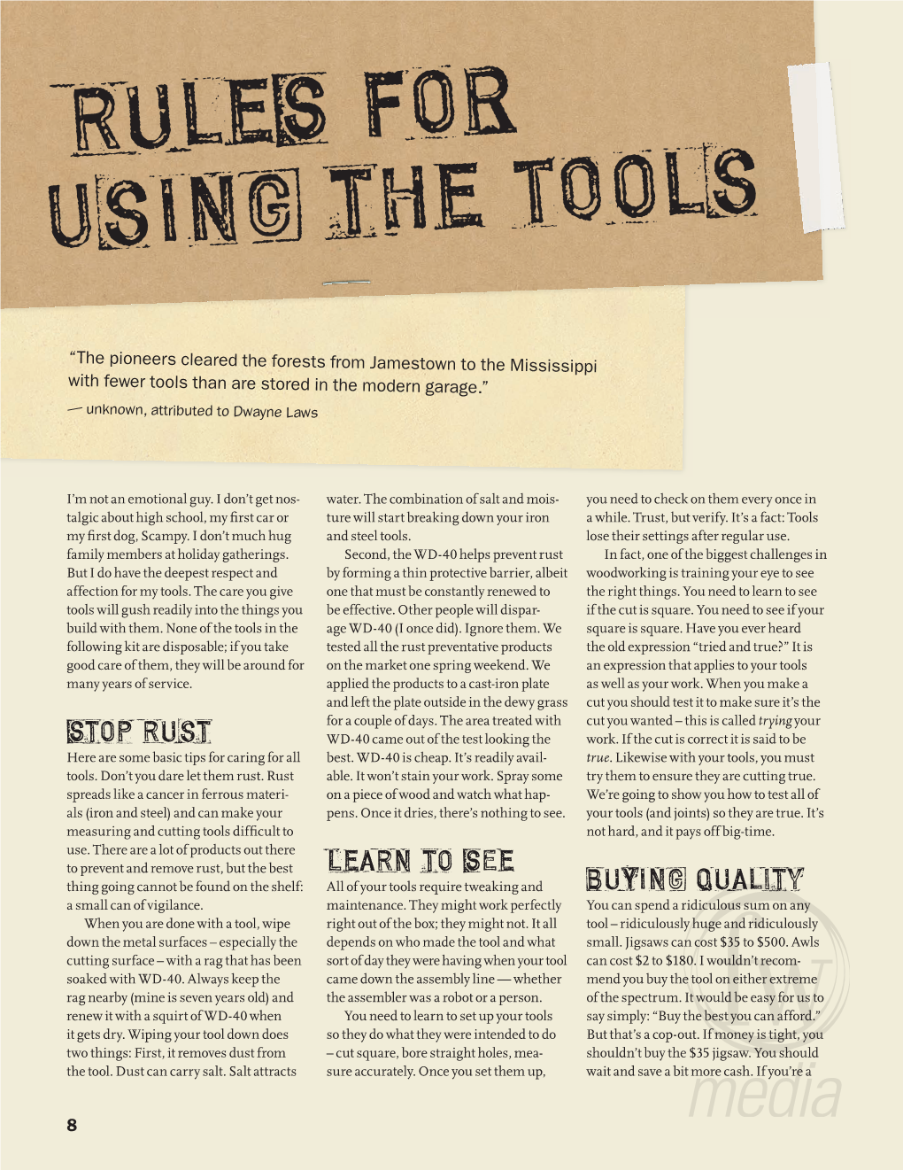 Rules for Using the Tools Saws and Drills