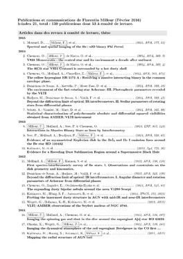 Publications Et Communications De Florentin Millour (Février 2016) H-Index 21, Total : 130 Publications Dont 53 À Comité De Lecture