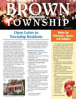 Open Letter to Township Residents