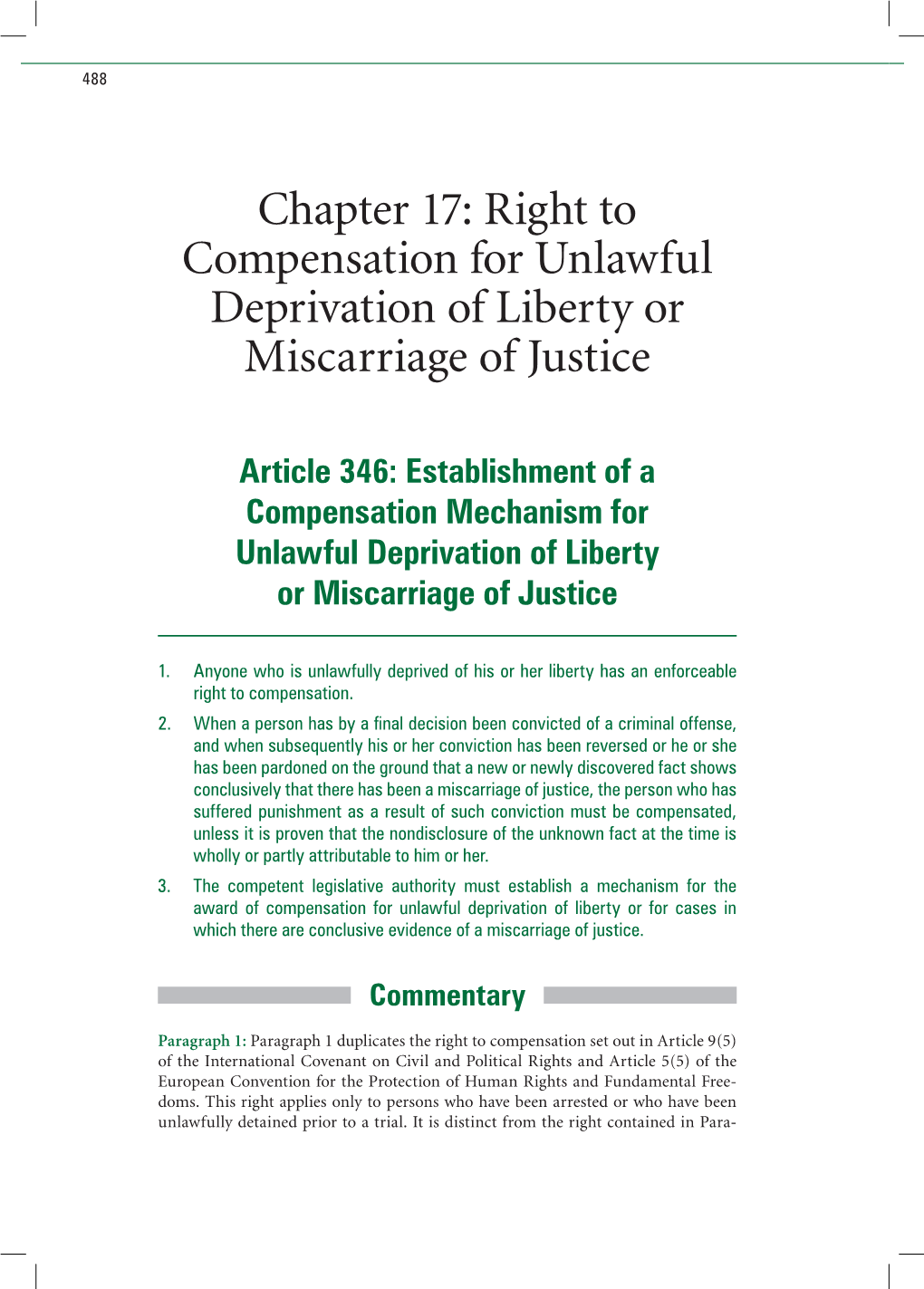 Chapter 17: Right to Compensation for Unlawful Deprivation of Liberty Or Miscarriage of Justice