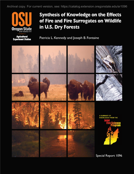 Synthesis of Knowledge on the Effects of Fire and Fire Surrogates on Wildlife in U.S