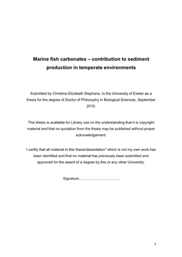 Marine Fish Carbonates – Contribution to Sediment Production in Temperate Environments