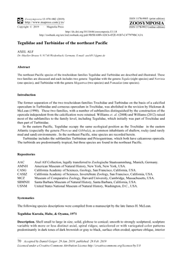 Tegulidae and Turbinidae of the Northeast Pacific