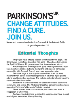 News and Information Letter for Cornwall & the Isles of Scilly August