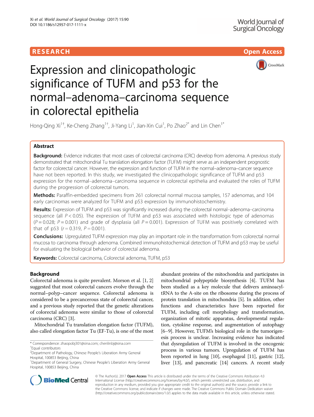 Expression and Clinicopathologic Significance of TUFM and P53 For