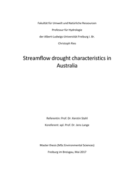 Streamflow Drought Characteristics in Australia