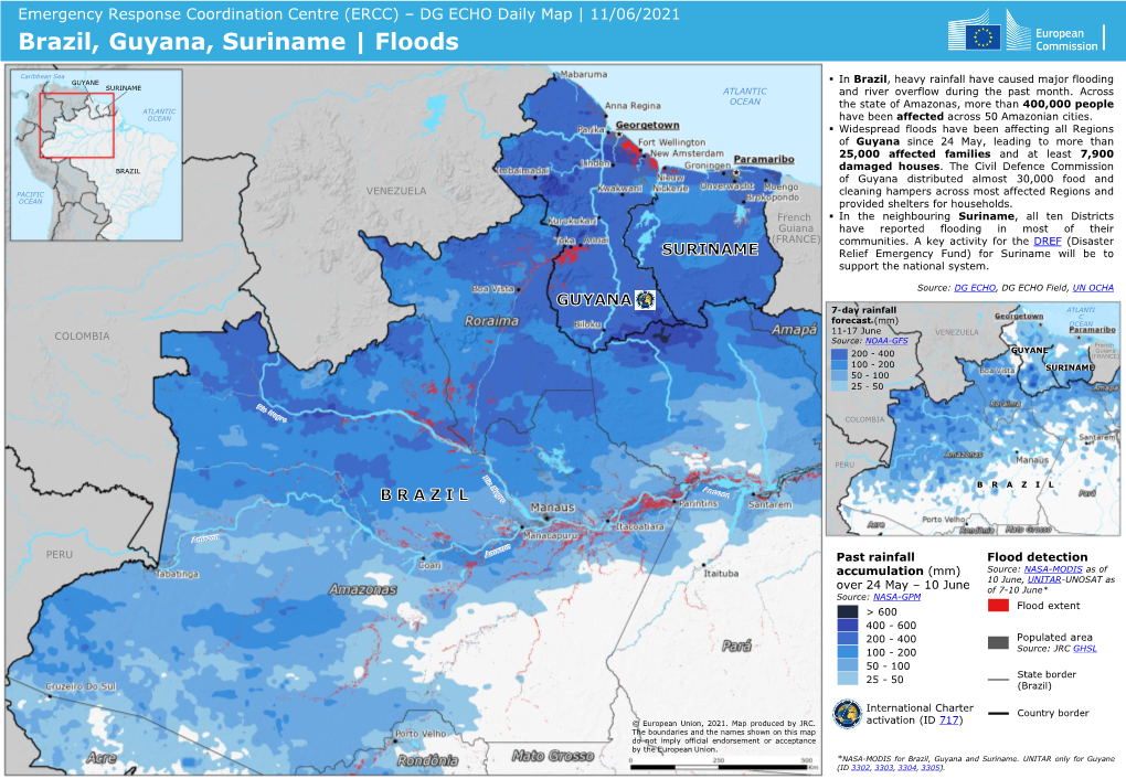 Brazil, Guyana, Suriname | Floods