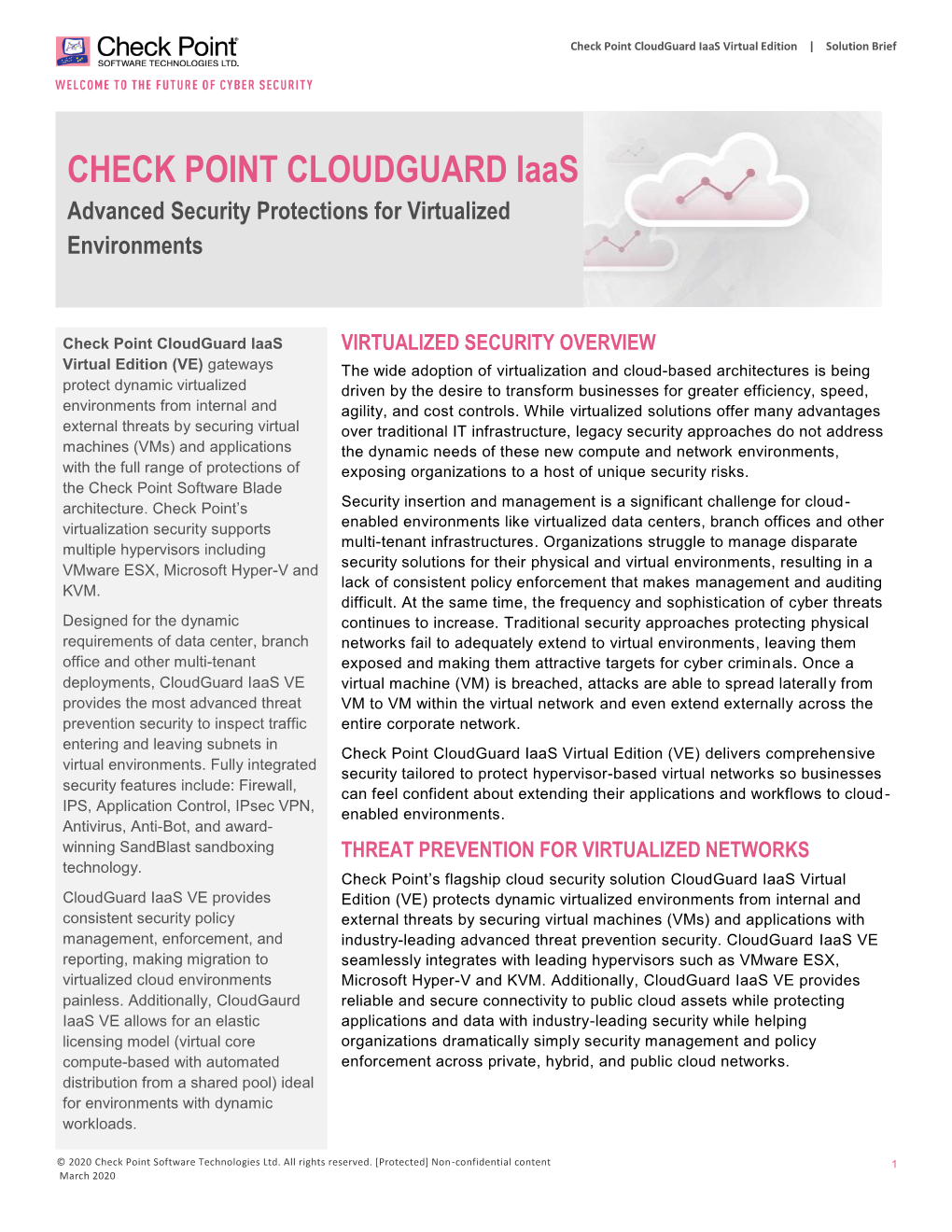 Check Point Cloudguard Iaas Virtual Edition Solution Brief