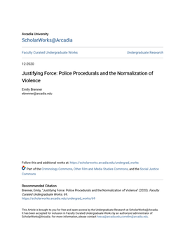 Justifying Force: Police Procedurals and the Normalization of Violence