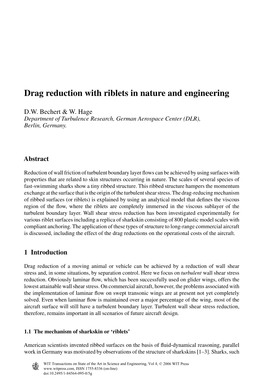 Drag Reduction with Riblets in Nature and Engineering