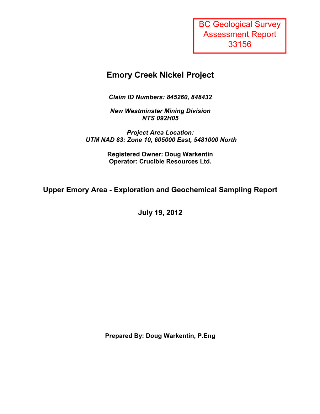 Emory Creek Nickel Project