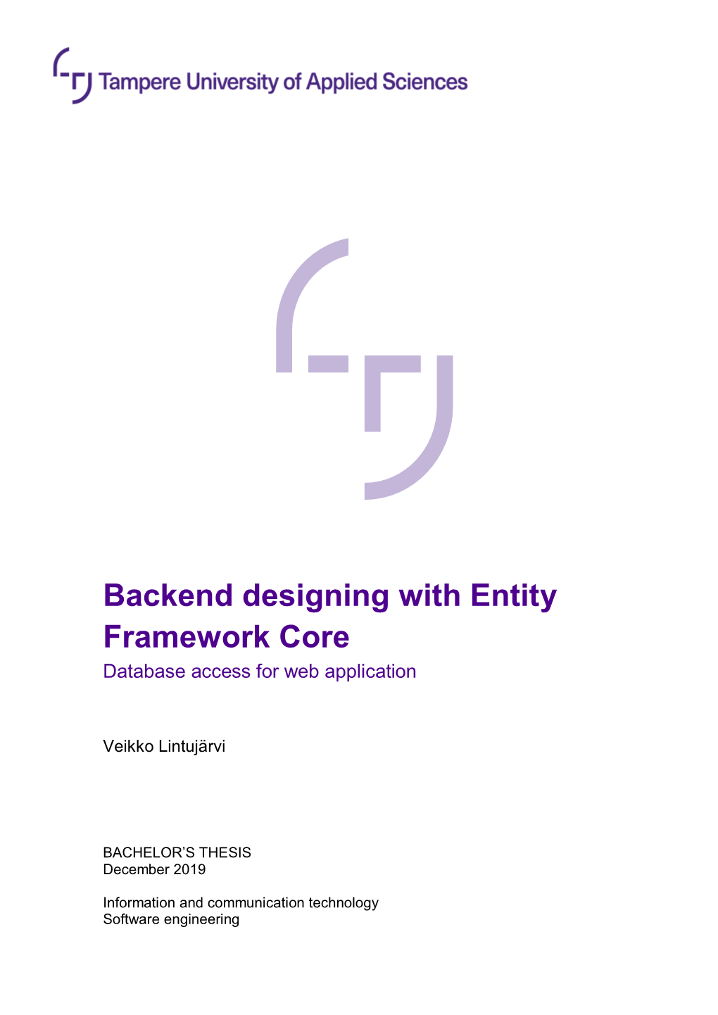 Backend Designing with Entity Framework Core Database Access for Web Application