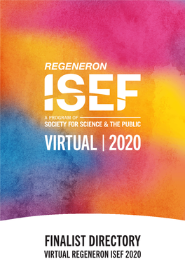 FINALIST DIRECTORY VIRTUAL REGENERON ISEF 2020 Animal Sciences