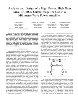 Analysis and Design of a High Power, High Gain Sige Bicmos Output Stage for Use in a Millimeter-Wave Power Ampliﬁer