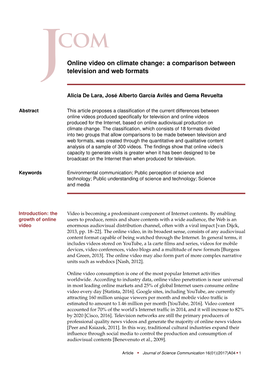 Online Video on Climate Change: a Comparison Between Television and Web Formats