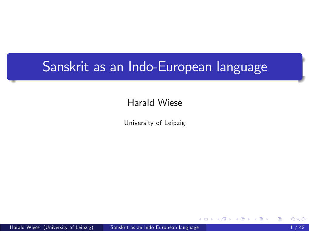 Sanskrit As an Indo%European Language