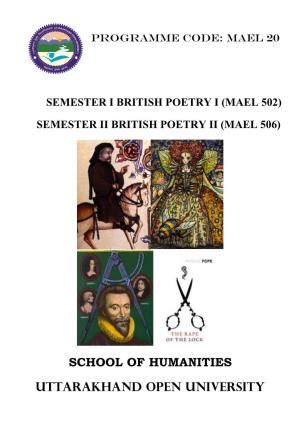 (Mael 502) Semester Ii British Poetry Ii