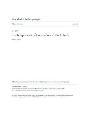Contemporaries of Coronado and His Entrada Donald Brand