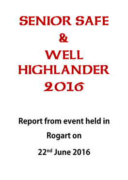 Senior Safe & Well Highlander 2016